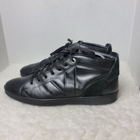 Authentic Louis Vuitton Mens Size 9 Black Leather High Top Sneakers MS 1103 - Picture 3 of 12